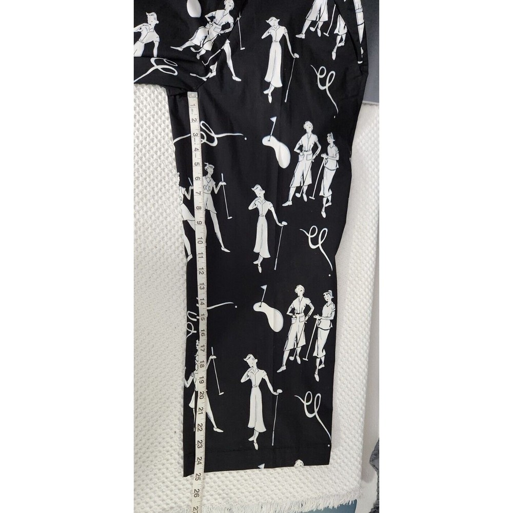 Adidas Black Crop Pants Womens 14 Stretch Athletic Golf Active Golfer Print NWT - Picture 6 of 12